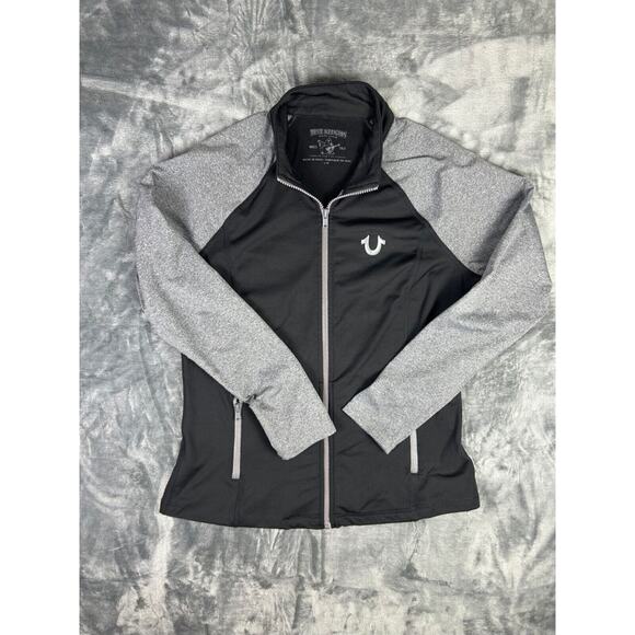 True Religion Women’s Athletic Slim Fit‎ Full Zip Fleece Lined Jacket Large Y2K - Picture 1 of 10